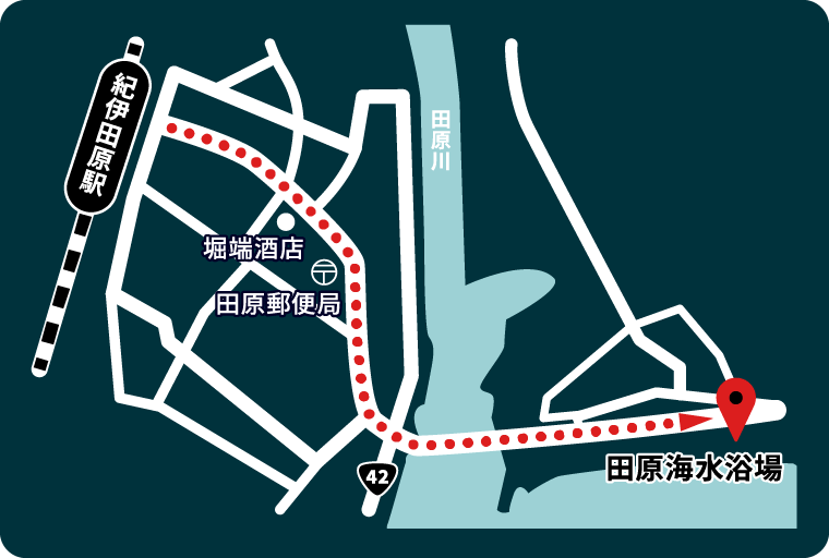 地図：田原海水浴場(串本町側)